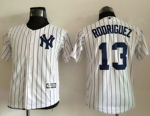 Yankees #13 Alex Rodriguez White Name Back Stitched Youth MLB Jersey